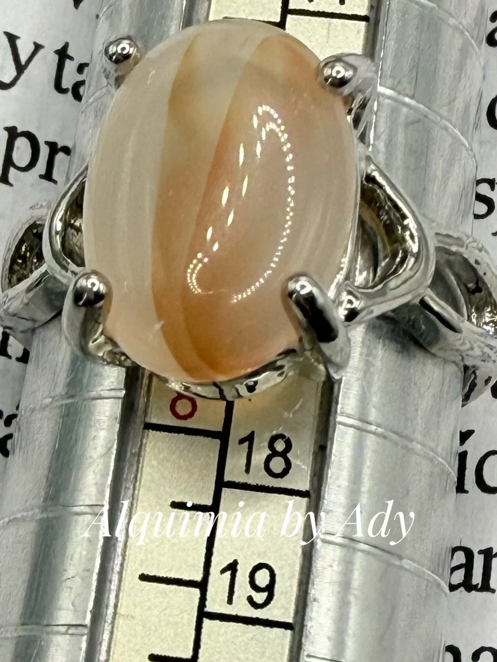 Peach-Orange Cabochon agate Ring